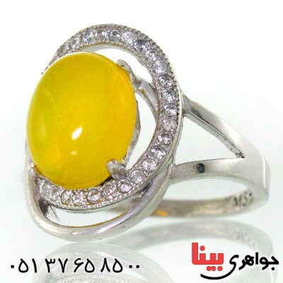 انگشتر عقیق شرف الشمس زنانه رودیوم لوکس مدل شیوا _کد:12679