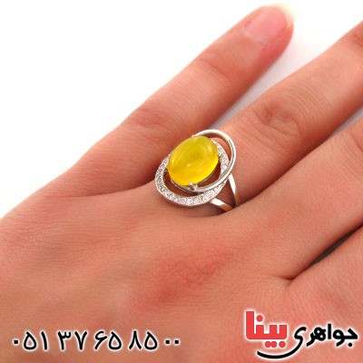 انگشتر عقیق شرف الشمس زنانه رودیوم لوکس مدل شیوا _کد:12679