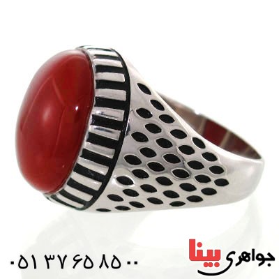 انگشتر عقیق قرمز مردانه درشت و سنگین مدل مهیار _کد:12682