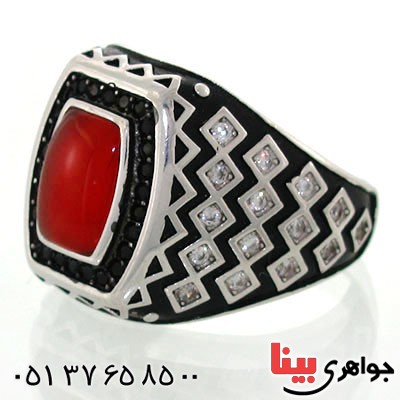 انگشتر عقیق قرمز مردانه درشت خاص و شکیل _کد:12683