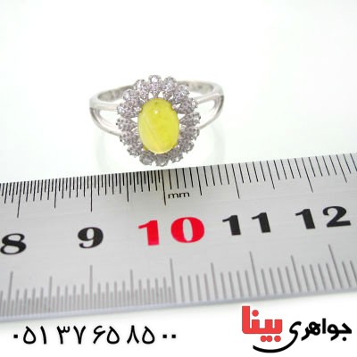 انگشتر عقیق شرف الشمس زنانه رودیوم لوکس مدل فلاور _کد:12687
