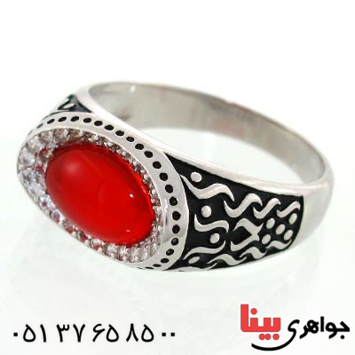 انگشتر عقیق قرمز مردانه خاص و زیبا مدل انوش _کد:12691