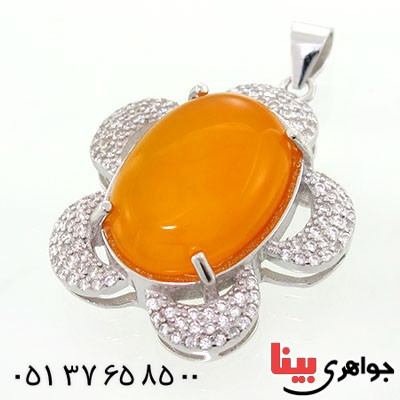 گردنبند عقیق شرف الشمس درشت و سنگین زنانه رودیوم لوکس _کد:12696
