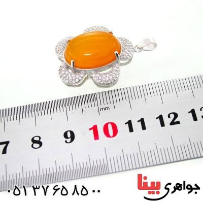 گردنبند عقیق شرف الشمس درشت و سنگین زنانه رودیوم لوکس _کد:12696