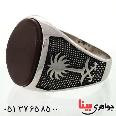انگشتر عقیق مردانه مدل نخل و شمشیر _کد:12701
