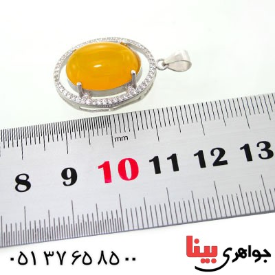 گردنبند عقیق شرف الشمس درشت و سنگین زنانه رودیوم لوکس _کد:12713