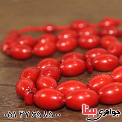 تسبیح کهربا پودری عنابی 33 دانه درشت درجه یک _کد:12714