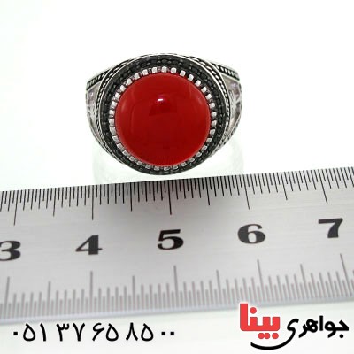 انگشتر عقیق قرمز مردانه خاص و زیبا مدل نخل و شمشیر _کد:12719