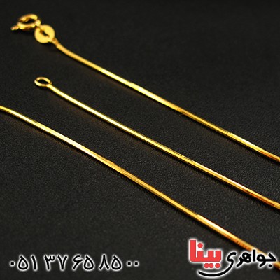 زنجیر نقره ایتالیایی روکش آب طلا زرد مدل ابریشمی 40 سانتی _کد:12721