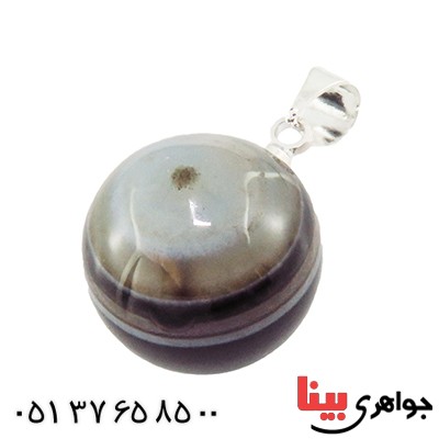 گردنبند عقیق باباقوری سه پوسته خاص گرد سنگ درمانی _کد:12769