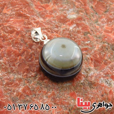 گردنبند عقیق باباقوری سه پوسته خاص گرد سنگ درمانی _کد:12769