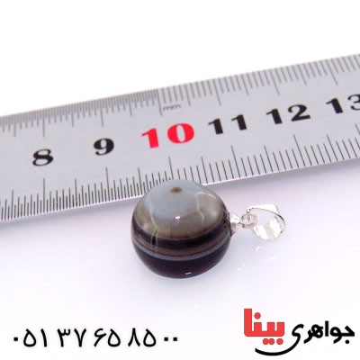 گردنبند عقیق باباقوری سه پوسته خاص گرد سنگ درمانی _کد:12769
