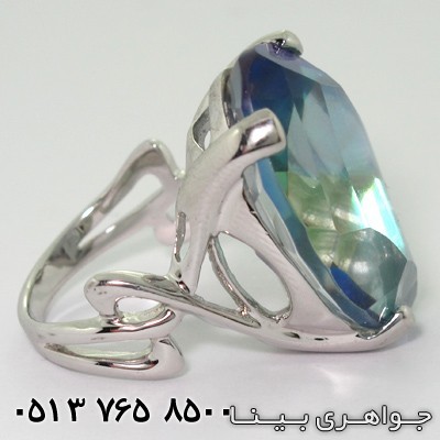 انگشتر توپاز هفت رنگ طرح مار