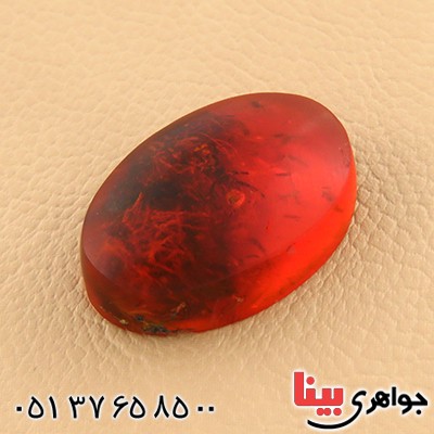 نگین انگشتر کهربا حشره ای و خزه ای روسی _کد:12794