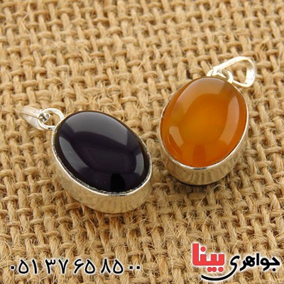 گردنبند عقیق شرف الشمس و عقیق سیاه (اونیکس) دورو _کد:12803