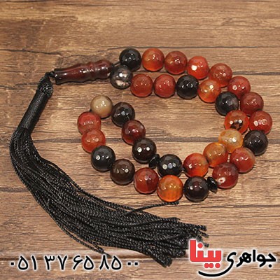 تسبیح عقیق سلیمانی عالی ۳۳ دانه ای تراش دار _کد:12805