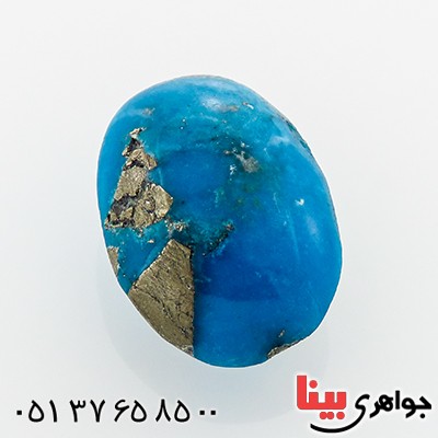 نگین انگشتر فیروزه نیشابوری شجری خوشرنگ با رگه ای از مس _کد:12822