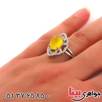 انگشتر عقیق شرف الشمس زنانه رودیوم لوکس _کد:12824