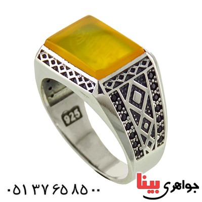 انگشتر عقیق شرف الشمس میکروستینگ مردانه _کد:12827
