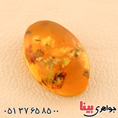 نگین انگشتر کهربا خزه ای روسی _کد:12845