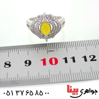 انگشتر عقیق شرف الشمس زنانه رودیوم لوکس مدل شکیلا _کد:12856