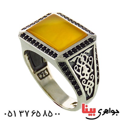 انگشتر عقیق شرف الشمس میکرو مردانه اسلیمی _کد:12857