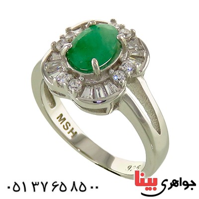 انگشتر زمرد زنانه رودیوم مدل رونیکا _کد:12877