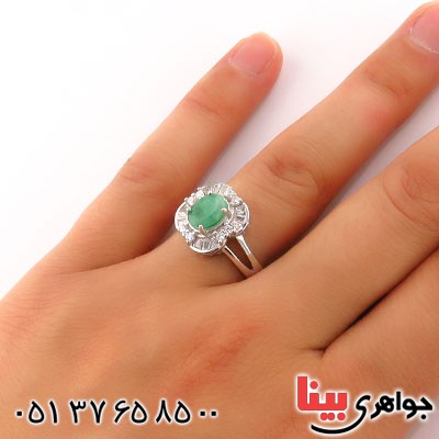 انگشتر زمرد زنانه رودیوم مدل رونیکا _کد:12877
