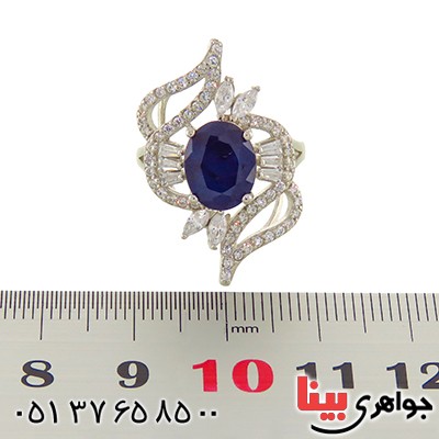 انگشتر یاقوت کبود زنانه رودیوم مدل پرنیا _کد:12886