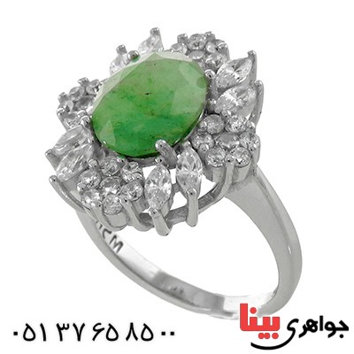 انگشتر زمرد زنانه رودیوم مدل شنتیا _کد:12893