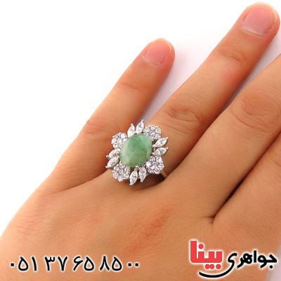 انگشتر زمرد زنانه رودیوم مدل شنتیا _کد:12893