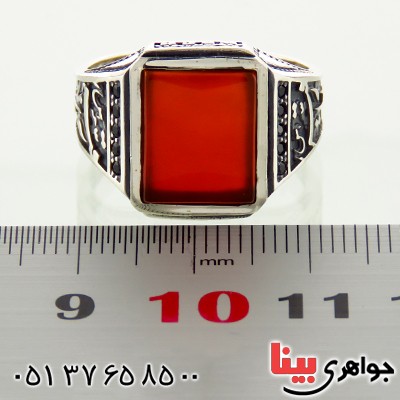 انگشتر عقیق قرمز میکروستینگ مردانه یا رقیه _کد:12896