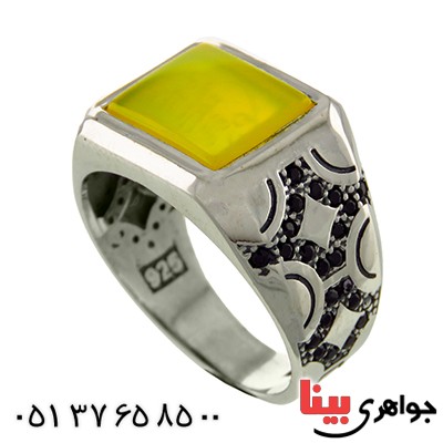 انگشتر عقیق شرف الشمس مردانه میکروستینگ _کد:12898