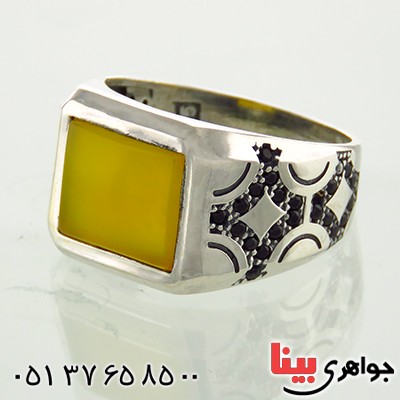 انگشتر عقیق شرف الشمس مردانه میکروستینگ _کد:12898