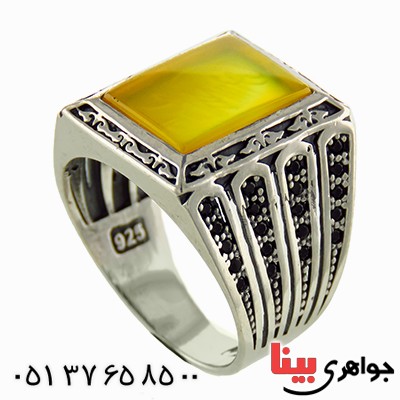 انگشتر عقیق شرف الشمس میکروستینگ مردانه درشت و سنگین _کد:12904