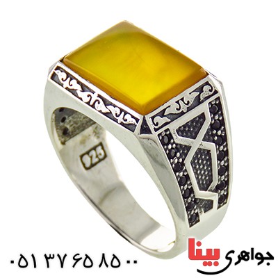 انگشتر عقیق شرف الشمس میکروستینگ مردانه مدل کیان _کد:12906