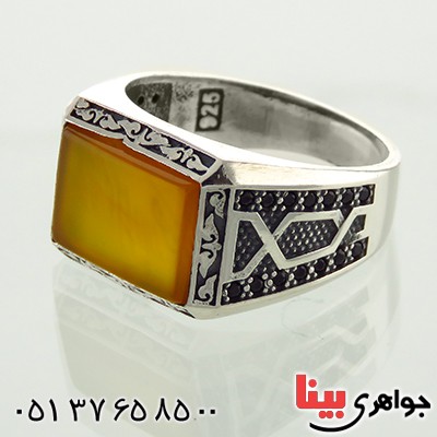 انگشتر عقیق شرف الشمس میکروستینگ مردانه مدل کیان _کد:12906