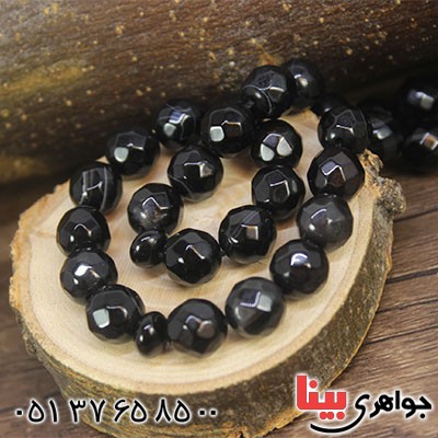 تسبیح عقیق سیاه (اونیکس) 33 دانه ای درشت و سنگین تراش دار _کد:12911