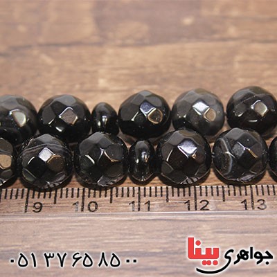 تسبیح عقیق سیاه (اونیکس) 33 دانه ای درشت و سنگین تراش دار _کد:12911