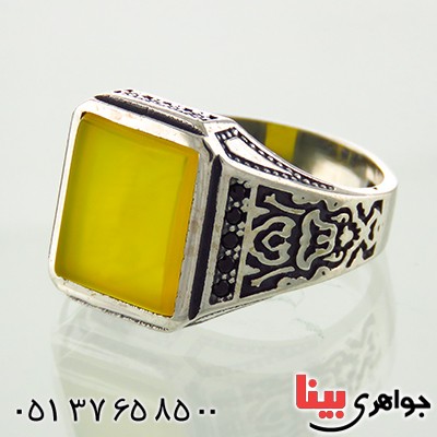 انگشتر عقیق شرف الشمس میکروستینگ مردانه اسلیمی _کد:12918