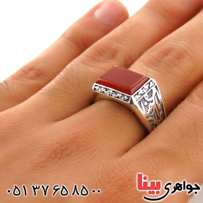 انگشتر عقیق قرمز مردانه یا امام رضا _کد:12919