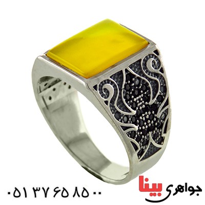 انگشتر عقیق شرف الشمس میکروستینگ مردانه اسلیمی _کد:12929