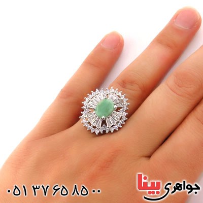 انگشتر زمرد زنانه رودیوم مدل روژا _کد:12941