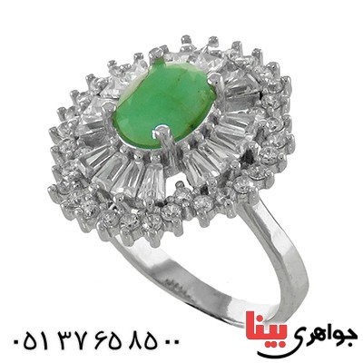 انگشتر زمرد زنانه رودیوم مدل روژا _کد:12941