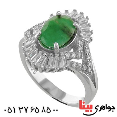 انگشتر زمرد زنانه رودیوم مدل سونیا _کد:12942