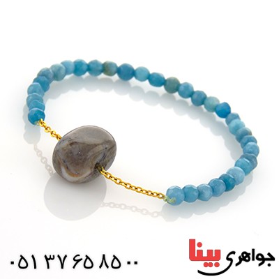 دستبند جید آبی تراش دار و آنجلیت _کد:12950