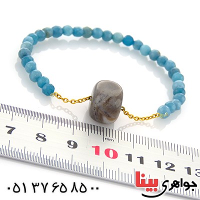 دستبند جید آبی تراش دار و آنجلیت _کد:12950