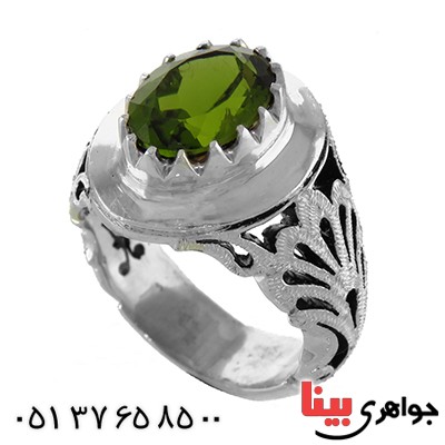 انگشتر زبرجد مردانه فاخر اسلیمی درشت و سنگین _کد:1765