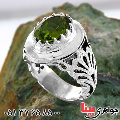 انگشتر زبرجد مردانه فاخر اسلیمی درشت و سنگین _کد:1765
