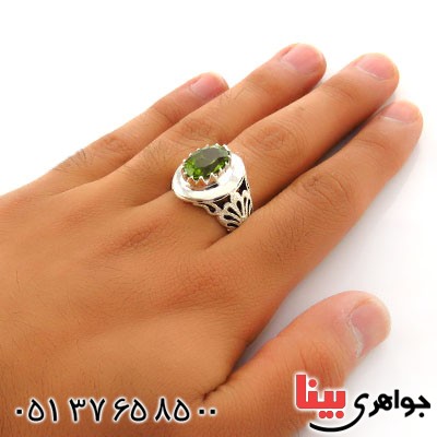انگشتر زبرجد مردانه فاخر اسلیمی درشت و سنگین _کد:1765
